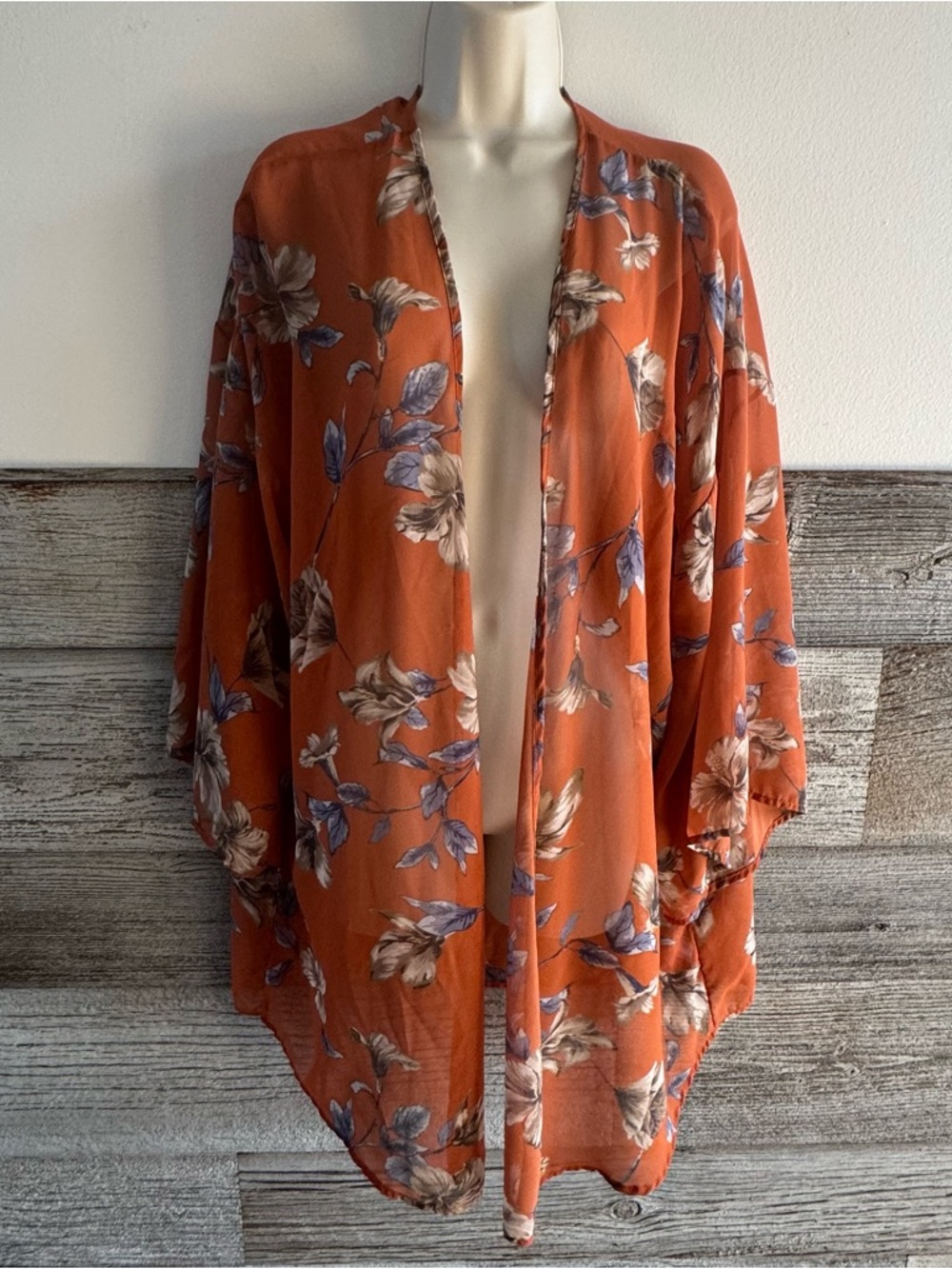 MERI SKYE Floral Kimono Cardigan 2X Lightweight Open Front Made in USA (M1)